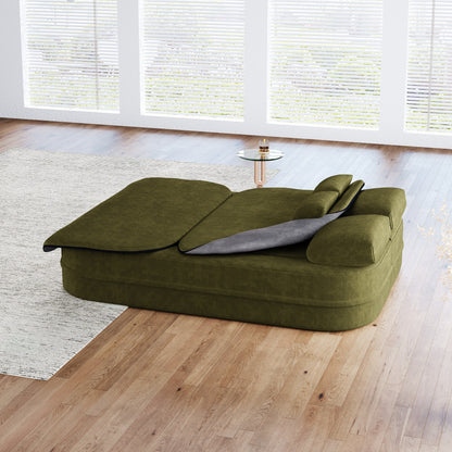 Divano letto pieghevole 2 in 1 da 75'', divano letto trasformabile in ciniglia di schiuma con coperta multifunzionale, divano da salotto
