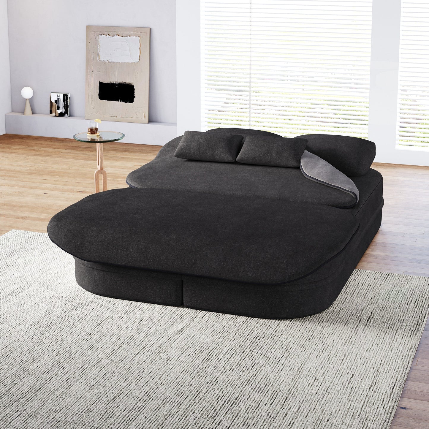 Divano letto pieghevole 2 in 1 da 75'', divano letto trasformabile in ciniglia di schiuma con coperta multifunzionale, divano da salotto