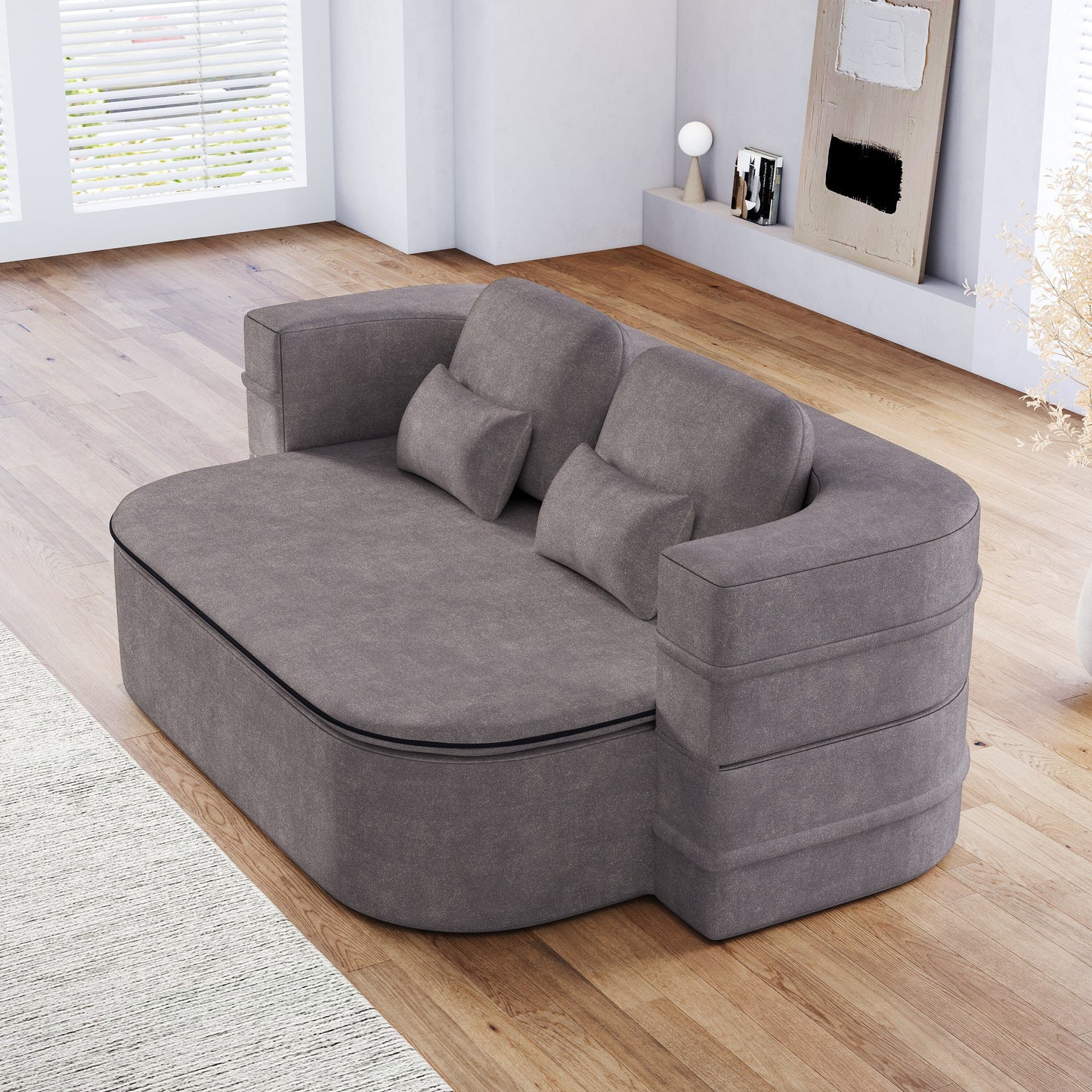 Divano letto pieghevole 2 in 1 da 75'', divano letto trasformabile in ciniglia di schiuma con coperta multifunzionale, divano da salotto