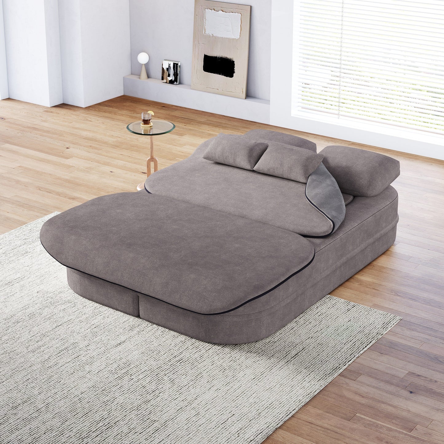 Divano letto pieghevole 2 in 1 da 75'', divano letto trasformabile in ciniglia di schiuma con coperta multifunzionale, divano da salotto