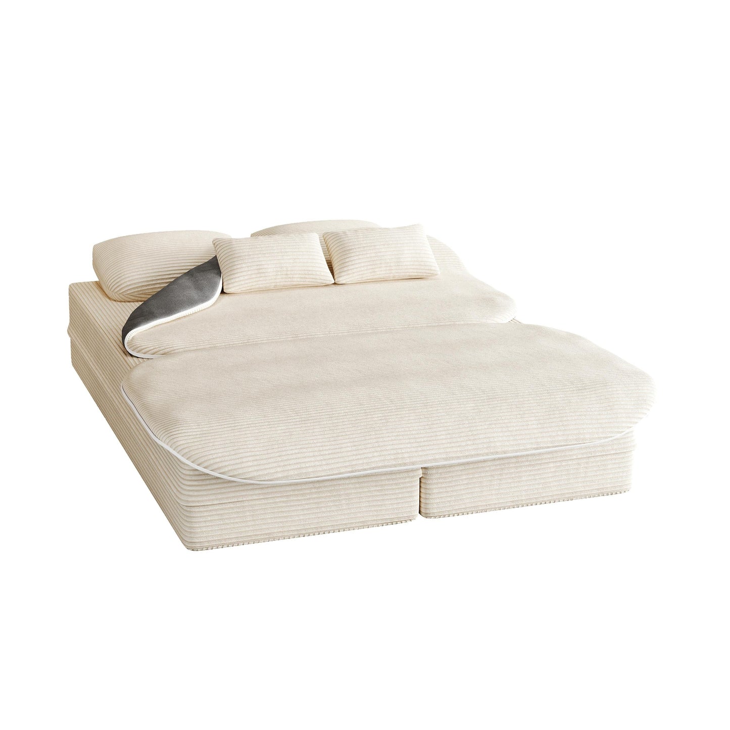 Divano pieghevole 2 in 1 da 75'', divano letto trasformabile in schiuma con coperta multifunzionale, divano da pavimento