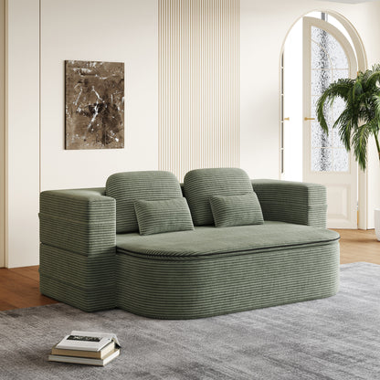 Divano pieghevole 2 in 1 da 75'', divano letto trasformabile in schiuma con coperta multifunzionale, divano da pavimento
