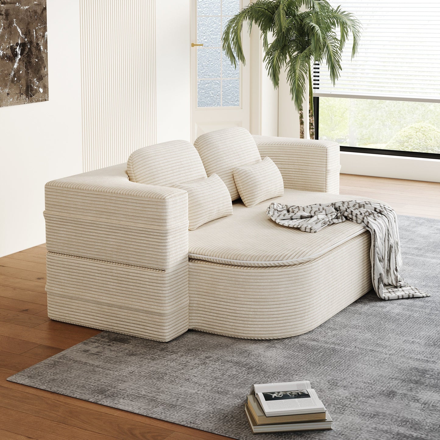 Divano pieghevole 2 in 1 da 75'', divano letto trasformabile in schiuma con coperta multifunzionale, divano da pavimento