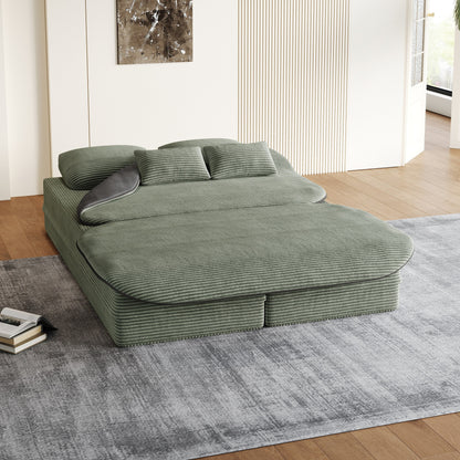 Divano pieghevole 2 in 1 da 75'', divano letto trasformabile in schiuma con coperta multifunzionale, divano da pavimento