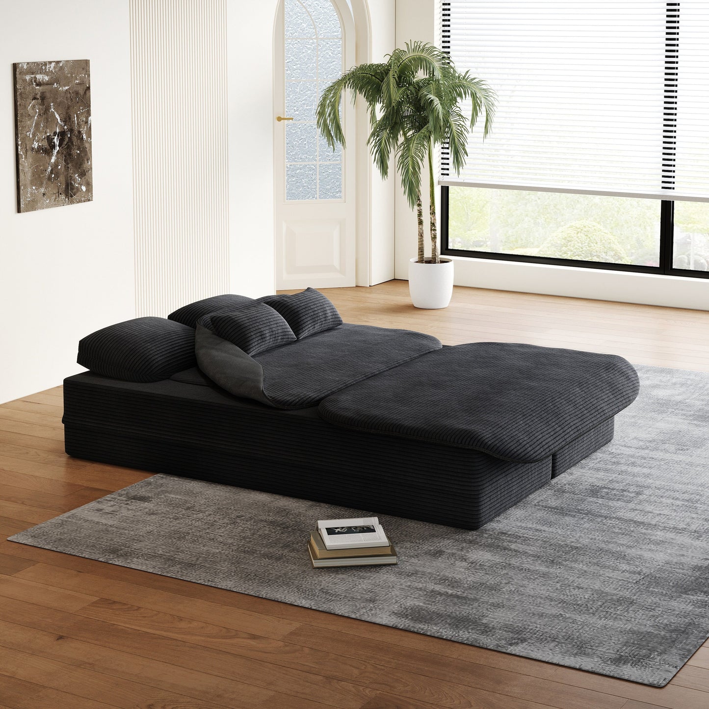 Divano pieghevole 2 in 1 da 75'', divano letto trasformabile in schiuma con coperta multifunzionale, divano da pavimento