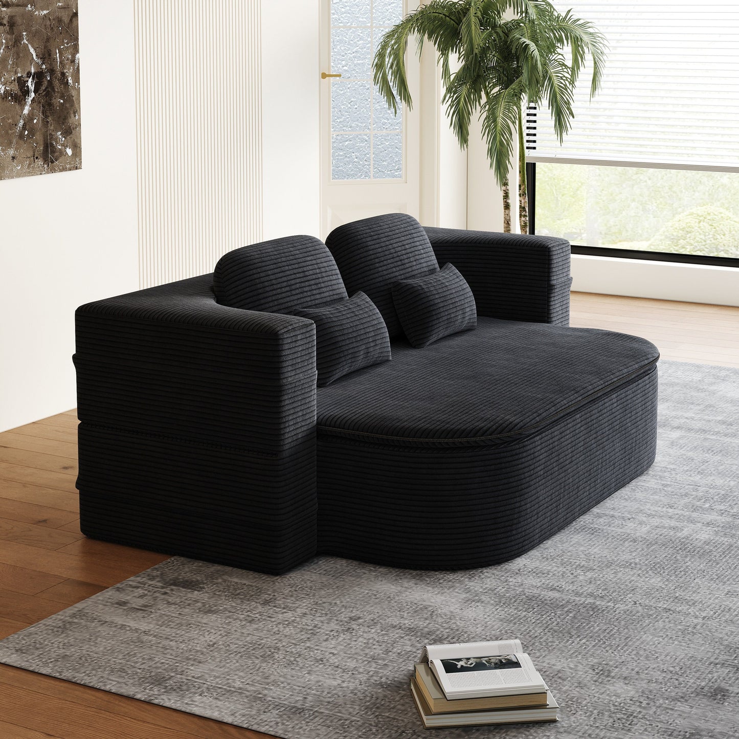 Divano pieghevole 2 in 1 da 75'', divano letto trasformabile in schiuma con coperta multifunzionale, divano da pavimento