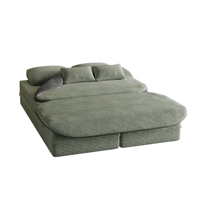 Divano pieghevole 2 in 1 da 75'', divano letto trasformabile in schiuma con coperta multifunzionale, divano da pavimento