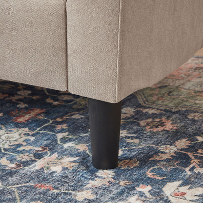 Divano letto imbottito estraibile 76.18 con chaise longue contenitore