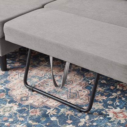 Divano letto imbottito estraibile 76.18 con chaise longue contenitore