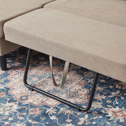 Divano letto imbottito estraibile 76.18 con chaise longue contenitore