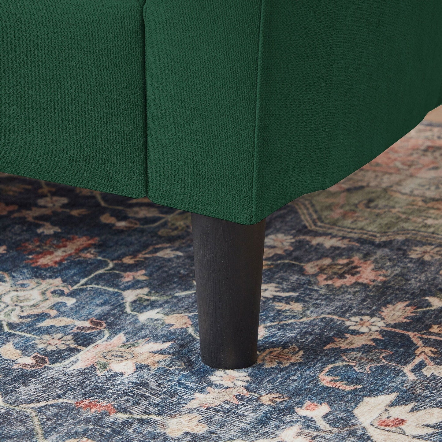 Divano letto imbottito estraibile 76.18 con chaise longue contenitore