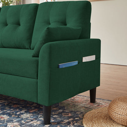 Divano letto imbottito estraibile 76.18 con chaise longue contenitore