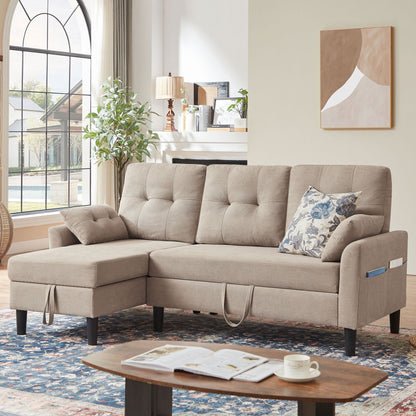 Divano letto imbottito estraibile 76.18 con chaise longue contenitore