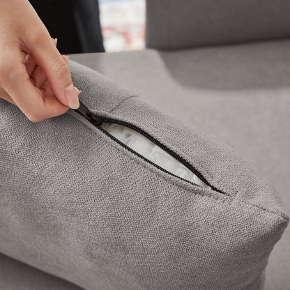 Divano letto imbottito estraibile 76.18 con chaise longue contenitore