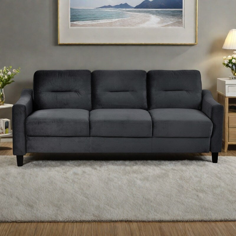 Divano componibile a 3 posti in velluto 76.7 con cuscini staccabili