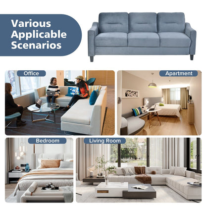 Divano a 3 posti in velluto 76.7 con robusta struttura in legno massello e schiuma altamente elastica per soggiorno