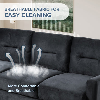 Divano a 3 posti in velluto 76.7 con robusta struttura in legno massello e schiuma altamente elastica per soggiorno