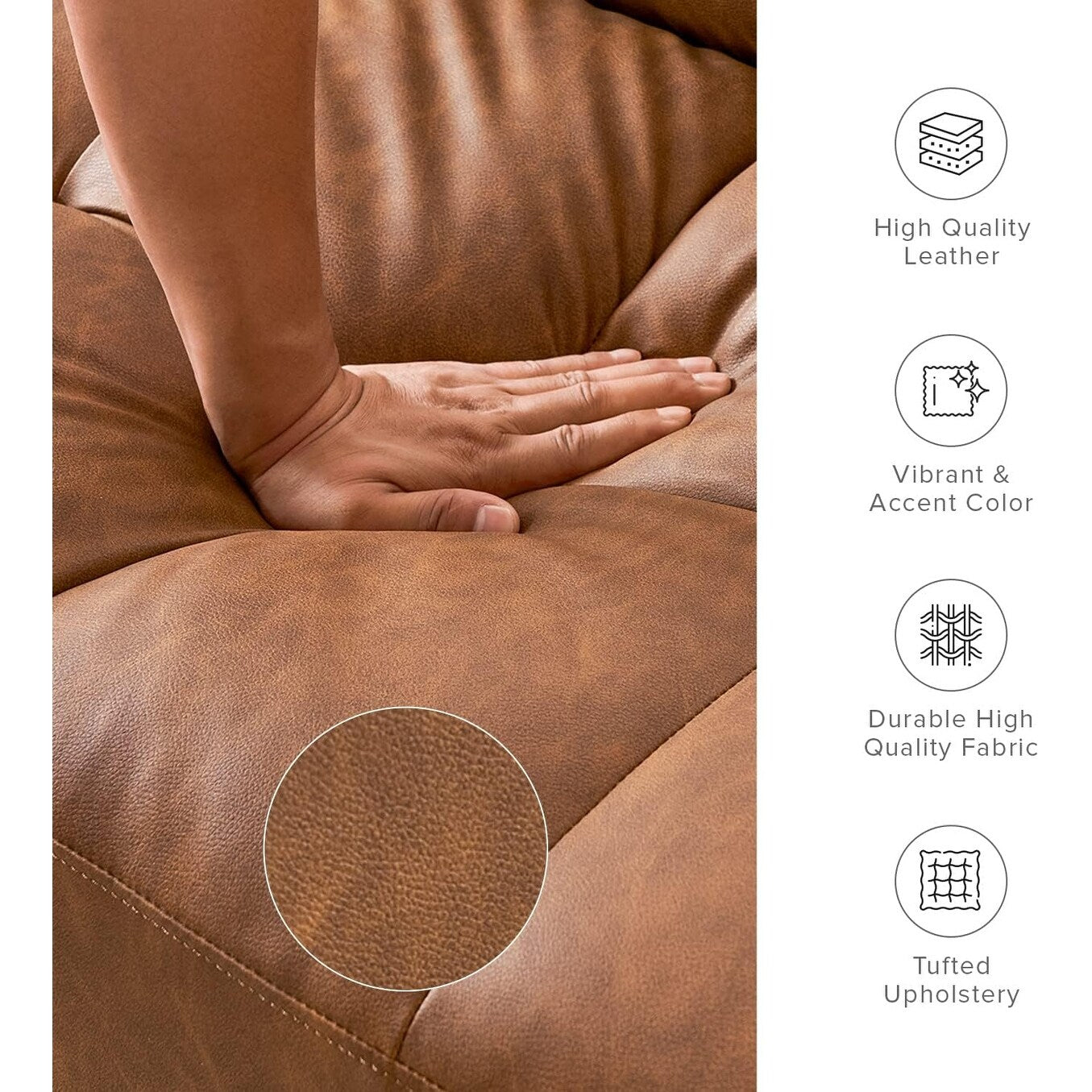 Divano letto futon Mid Century 76.8 - Divano letto trasformabile per soggiorno e camera da letto, in similpelle color marrone pecan