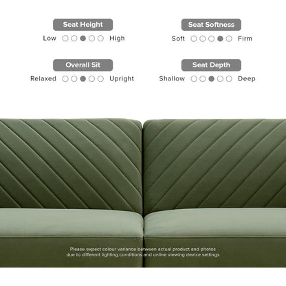 Divano letto futon moderno di metà secolo da 76,8 cm - Divano a due posti con fodera in velluto di alta qualità per soggiorno, verde oliva