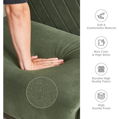Divano letto futon moderno di metà secolo da 76,8 cm - Divano a due posti con fodera in velluto di alta qualità per soggiorno, verde oliva