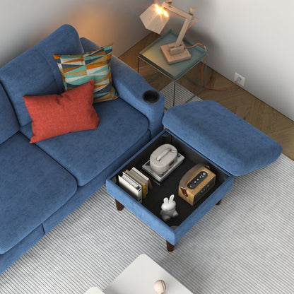 Divano a L convertibile da 78,74'' con pouf contenitore, porte USB e portabicchieri
