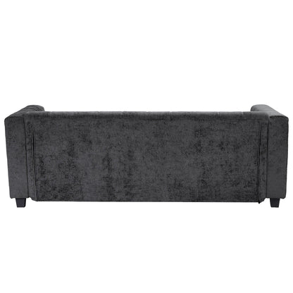 Divano a 3 posti imbottito in ciniglia 78.7 con gambe in plastica e 2 cuscini per soggiorno