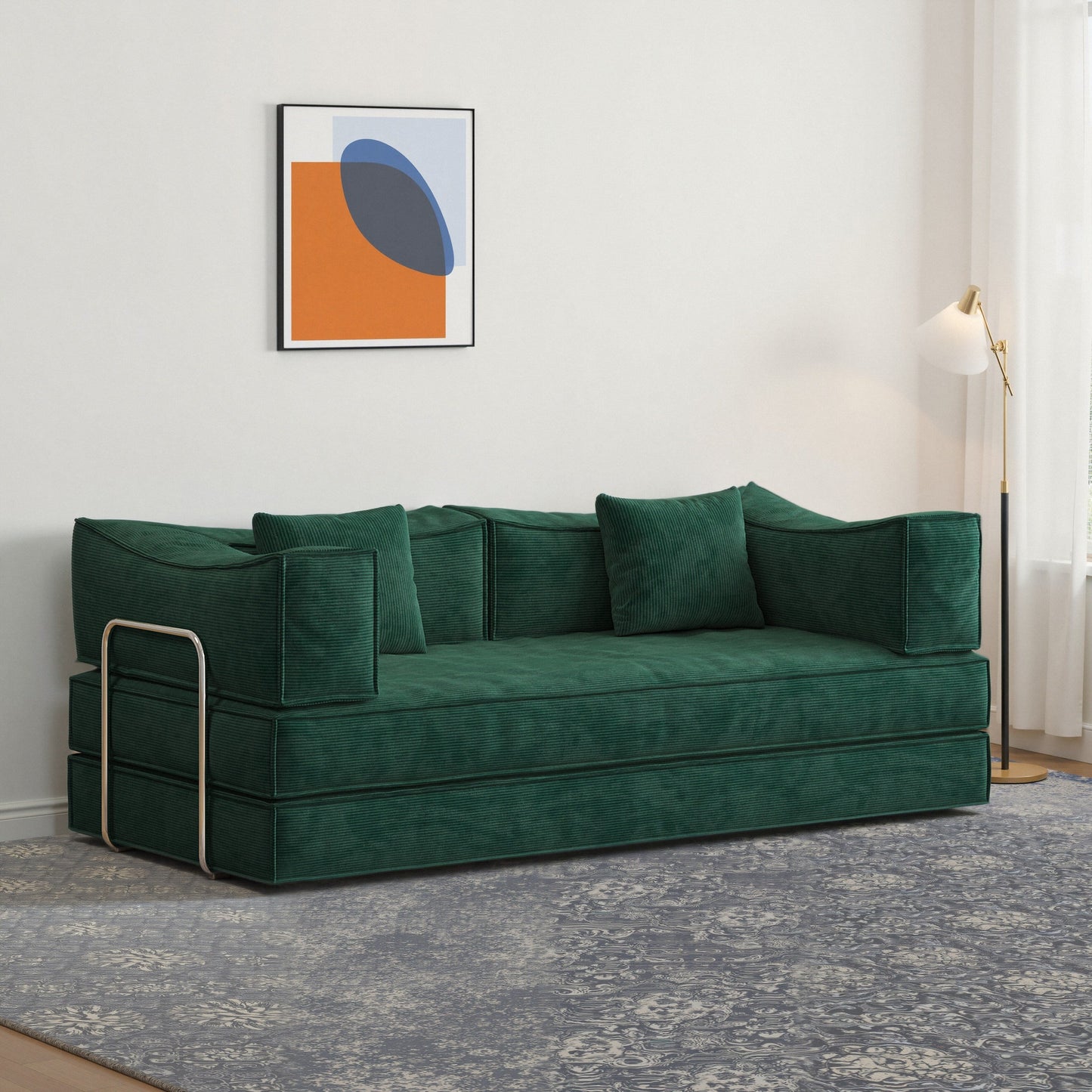 Divano modulare da 78,8 pollici, divano trasformabile in blocco di budino, divano letto da terra con braccioli e comodo divano letto