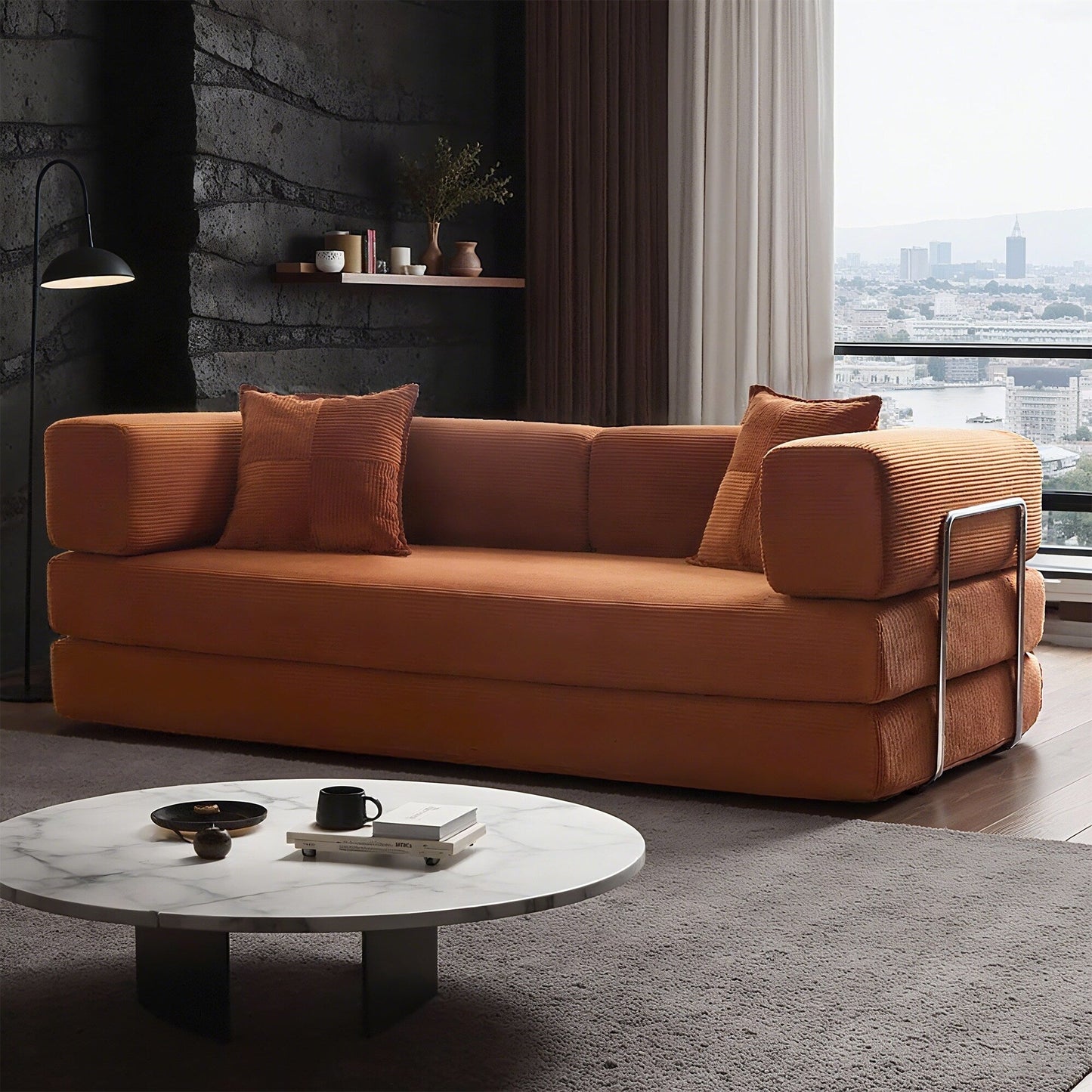 Divano letto trasformabile da 78,8 metri con cuscino, supporto per la schiena, bracciolo, divano da pavimento, divano a compressione, divano futon, letto da salotto