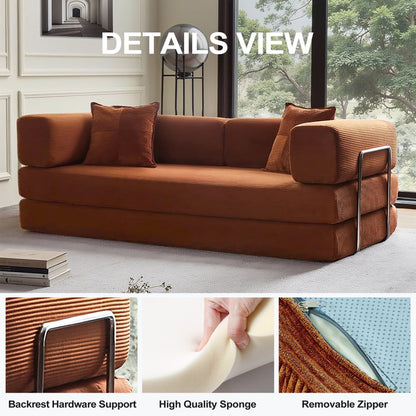 Divano letto trasformabile da 78,8 metri con cuscino, supporto per la schiena, bracciolo, divano da pavimento, divano a compressione, divano futon, letto da salotto