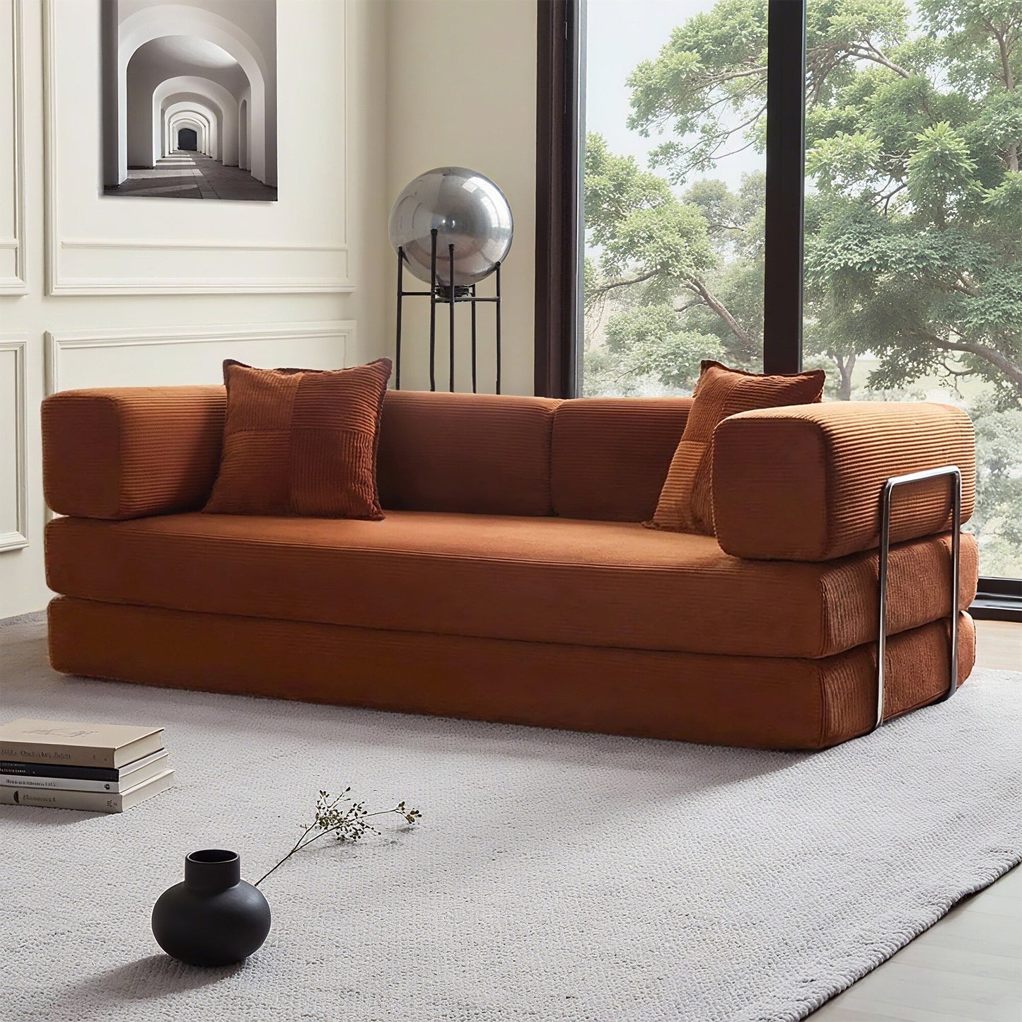 Divano letto trasformabile da 78,8 metri con cuscino, supporto per la schiena, bracciolo, divano da pavimento, divano a compressione, divano futon, letto da salotto