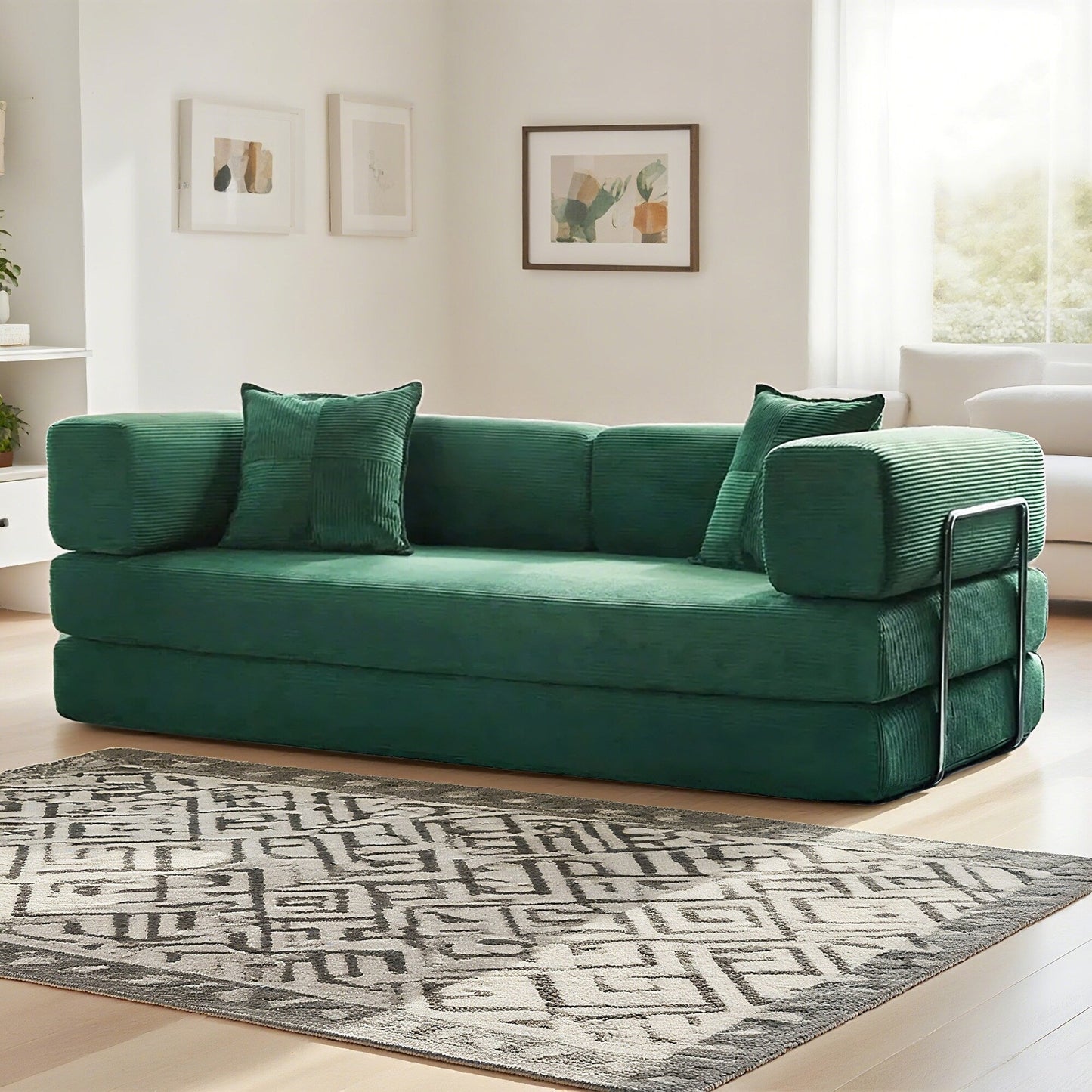 Divano letto trasformabile da 78,8 metri con cuscino, supporto per la schiena, bracciolo, divano da pavimento, divano a compressione, divano futon, letto da salotto