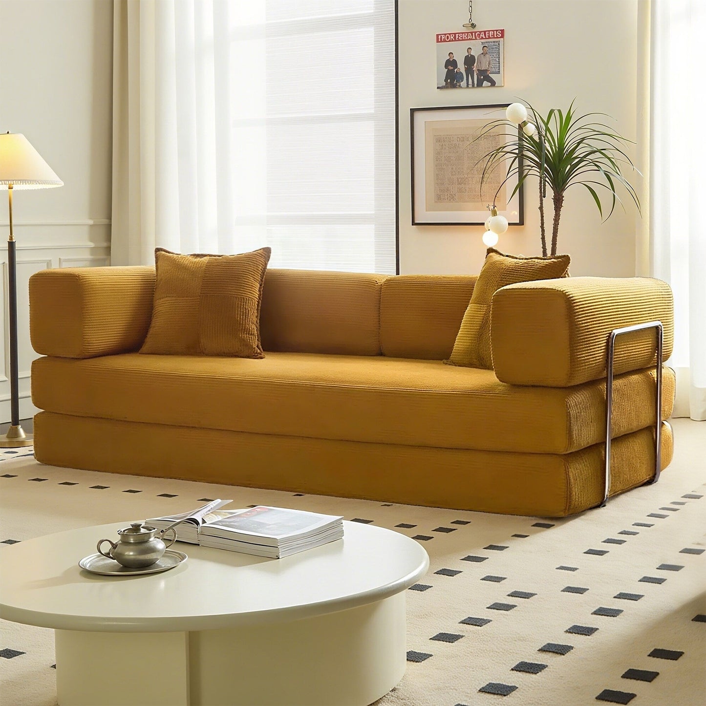 Divano letto trasformabile da 78,8 metri con cuscino, supporto per la schiena, bracciolo, divano da pavimento, divano a compressione, divano futon, letto da salotto