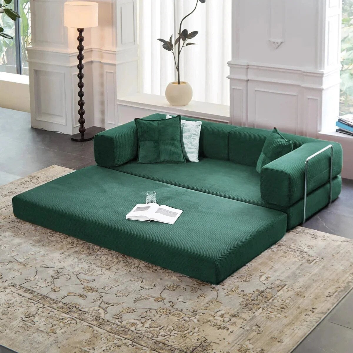 Divano letto trasformabile da 78,8 m con cuscino a compressione, comodo divano futon, letto letto