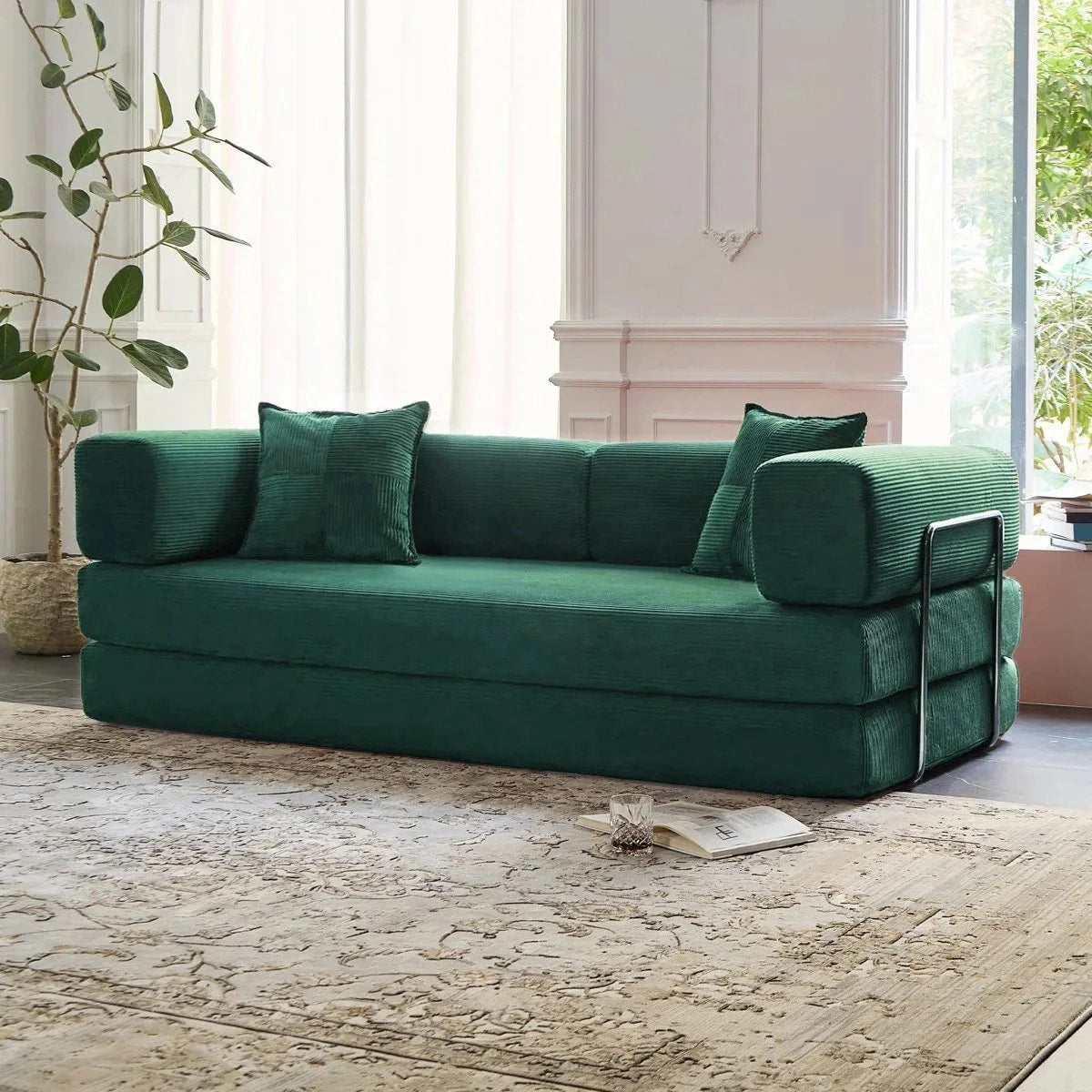 Divano letto trasformabile da 78,8 m con cuscino a compressione, comodo divano futon, letto letto