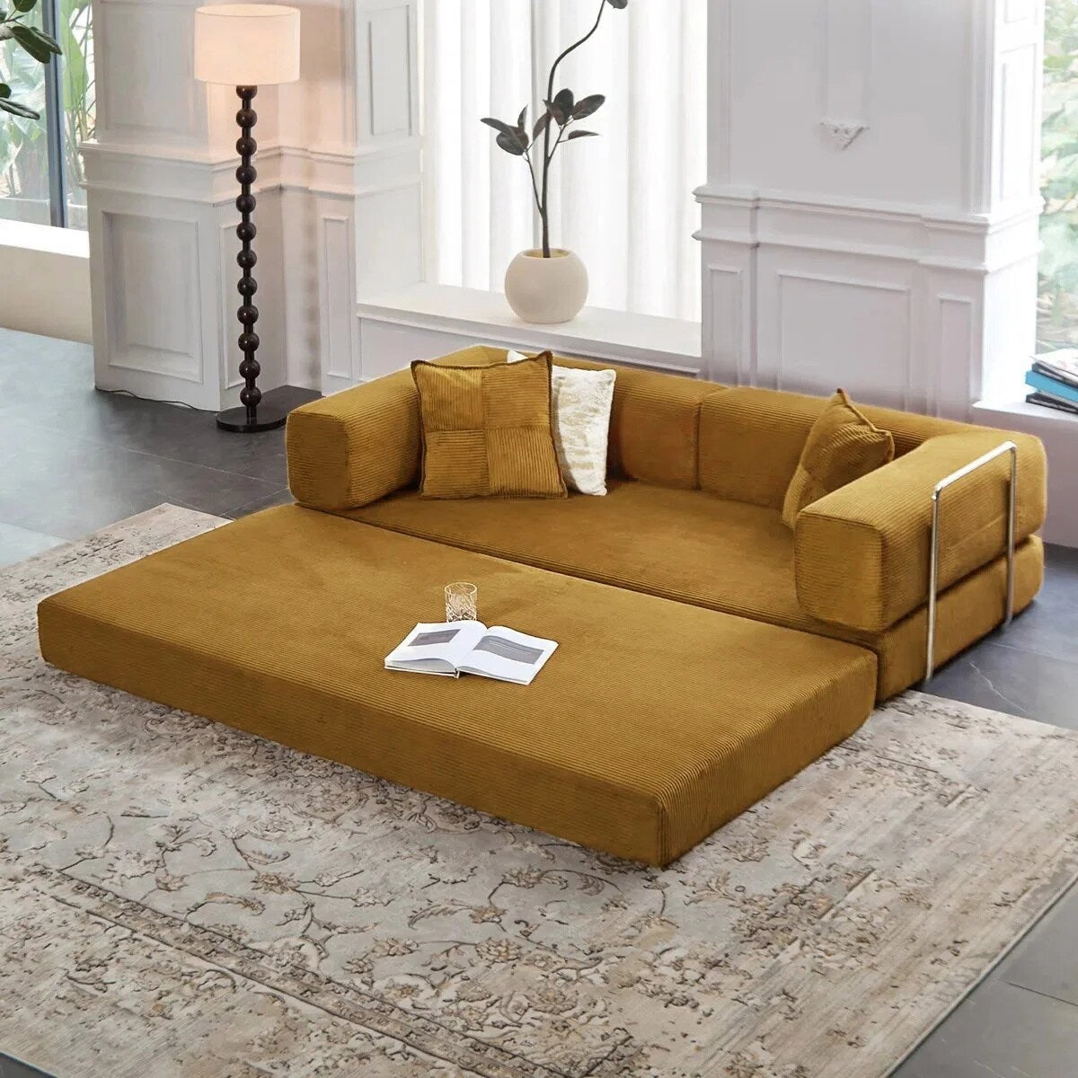 Divano letto trasformabile da 78,8 m con cuscino a compressione, comodo divano futon, letto letto