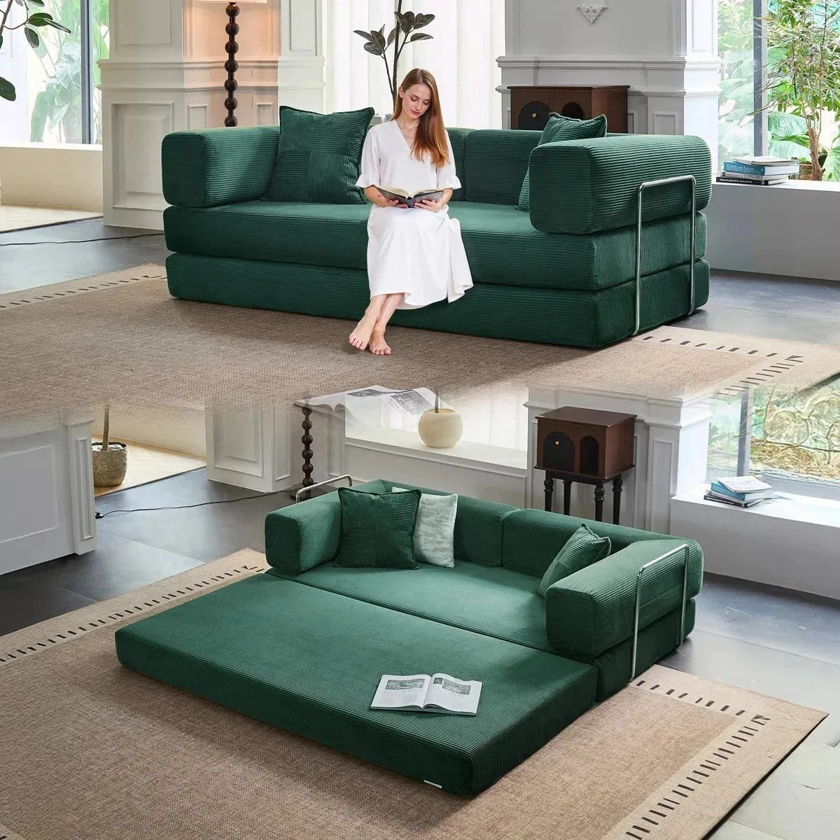 Divano letto trasformabile da 78,8 m con cuscino a compressione, comodo divano futon, letto letto