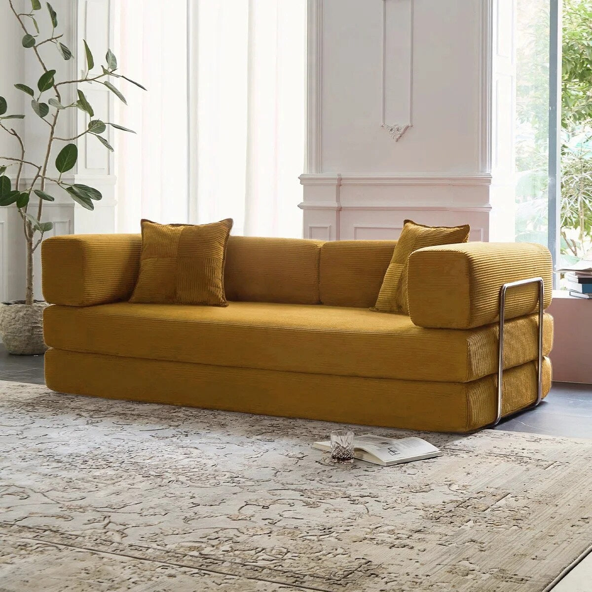 Divano letto trasformabile da 78,8 m con cuscino a compressione, comodo divano futon, letto letto