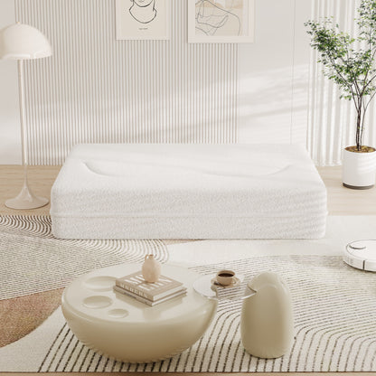 Divano letto trasformabile in tessuto Teddy da 78 posti, imbottito in schiuma, con 2 cuscini e materasso pieghevole per soggiorno