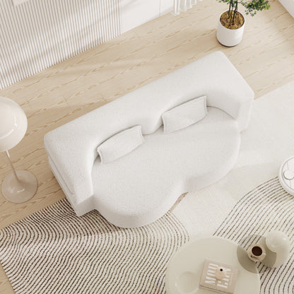 Divano letto trasformabile in tessuto Teddy da 78 posti, imbottito in schiuma, con 2 cuscini e materasso pieghevole per soggiorno