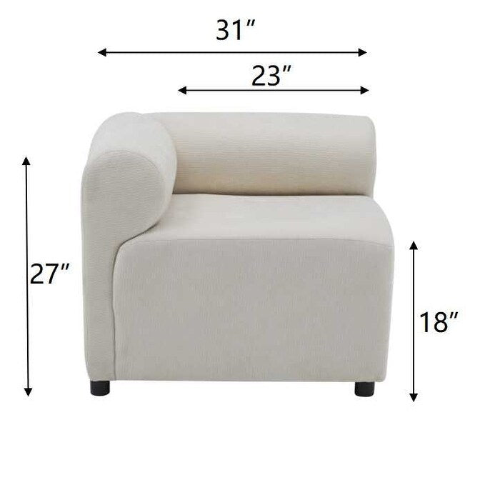 Divano componibile modulare in tessuto 78 a 3 pezzi con schiuma ad alta resilienza, molle sinuose e struttura in legno massello