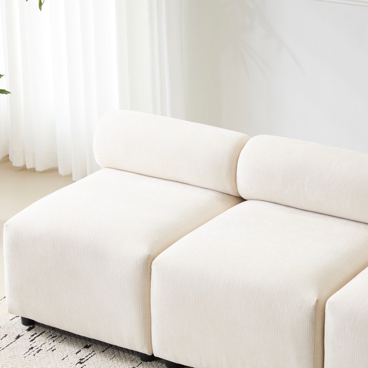 Divano componibile modulare in tessuto 78 a 3 pezzi con schiuma ad alta resilienza, molle sinuose e struttura in legno massello