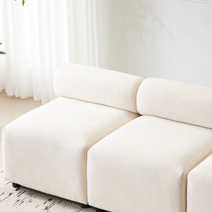 Divano componibile modulare in tessuto 78 a 3 pezzi con schiuma ad alta resilienza, molle sinuose e struttura in legno massello