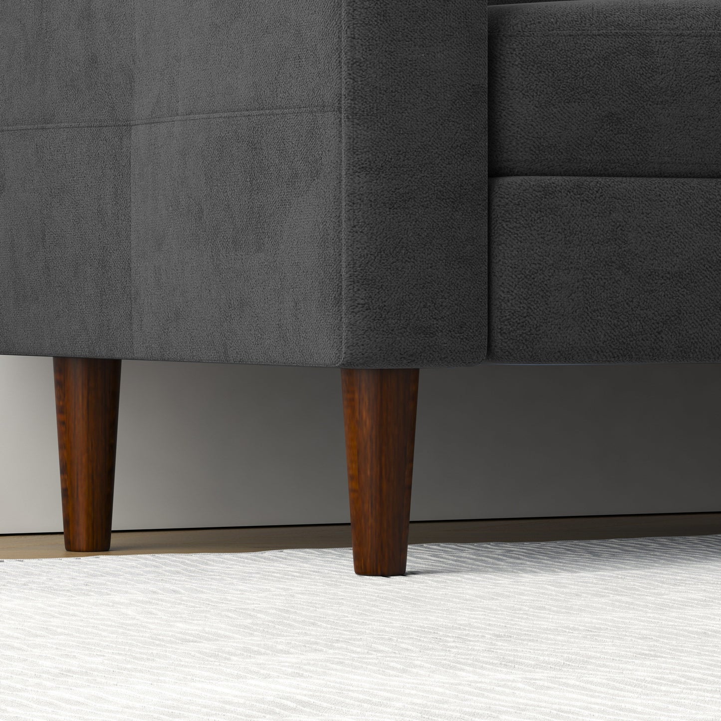 Divano trasformabile in tessuto a L da 78'' con contenitore, porta USB e portabicchieri, ideale per piccoli spazi