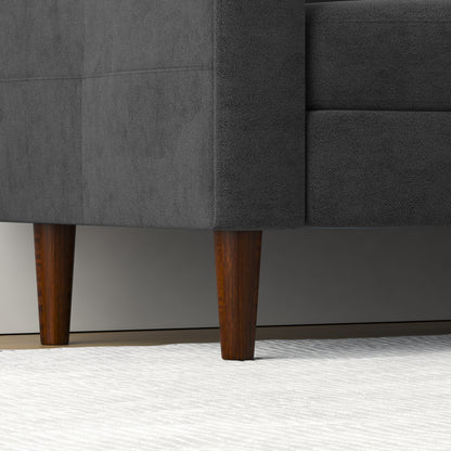 Divano trasformabile in tessuto a L da 78'' con contenitore, porta USB e portabicchieri, ideale per piccoli spazi