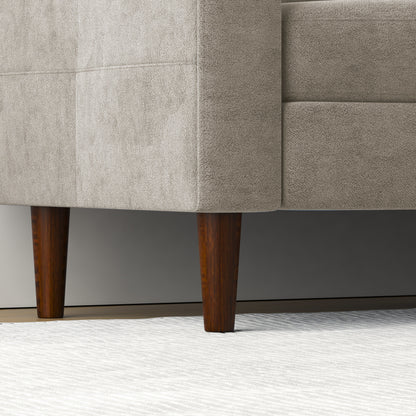 Divano trasformabile in tessuto a L da 78'' con contenitore, porta USB e portabicchieri, ideale per piccoli spazi