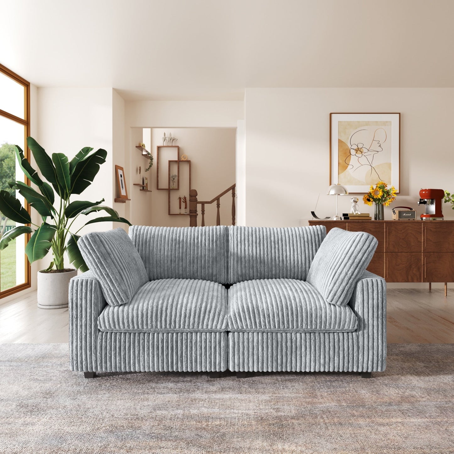 Divano a due posti in tessuto di peluche da 78''