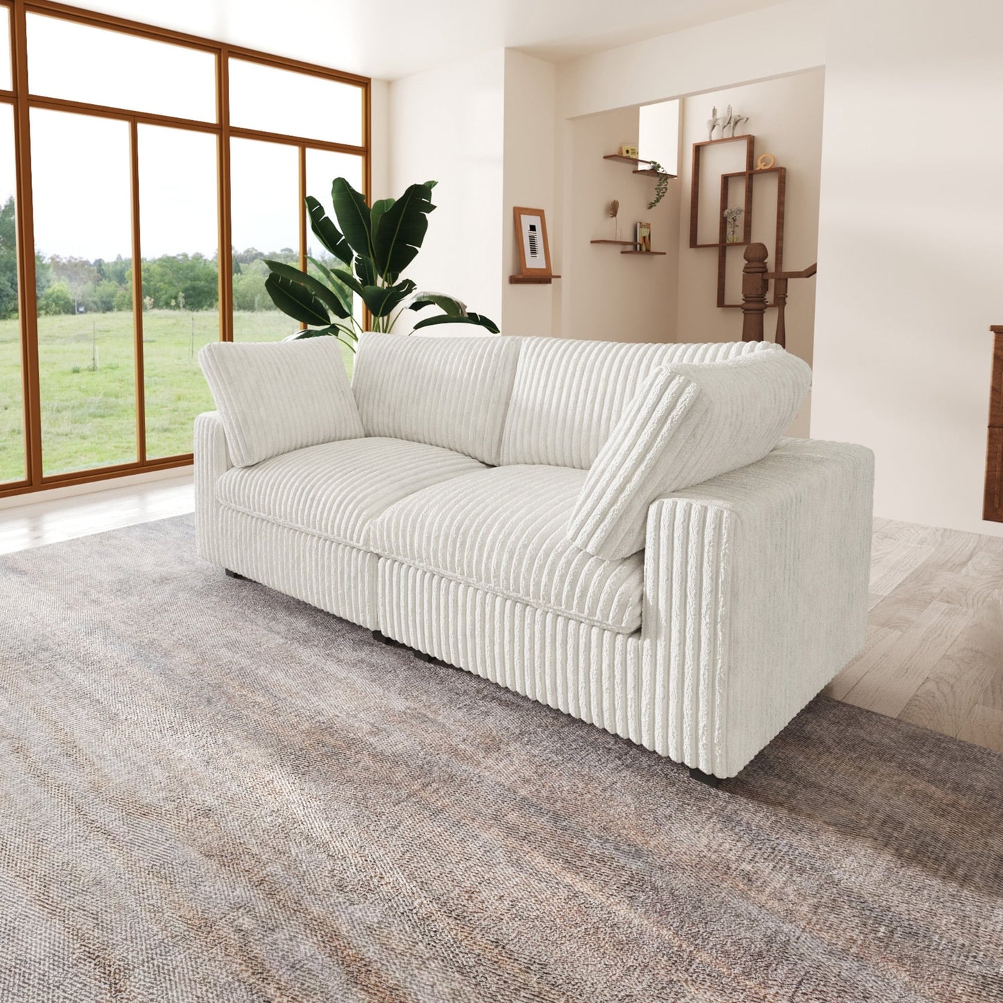 Divano a due posti in tessuto di peluche da 78''