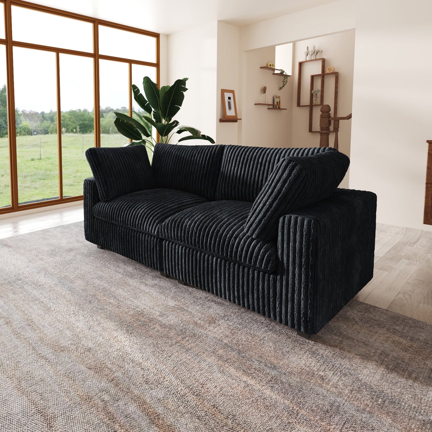 Divano a due posti in tessuto di peluche da 78''