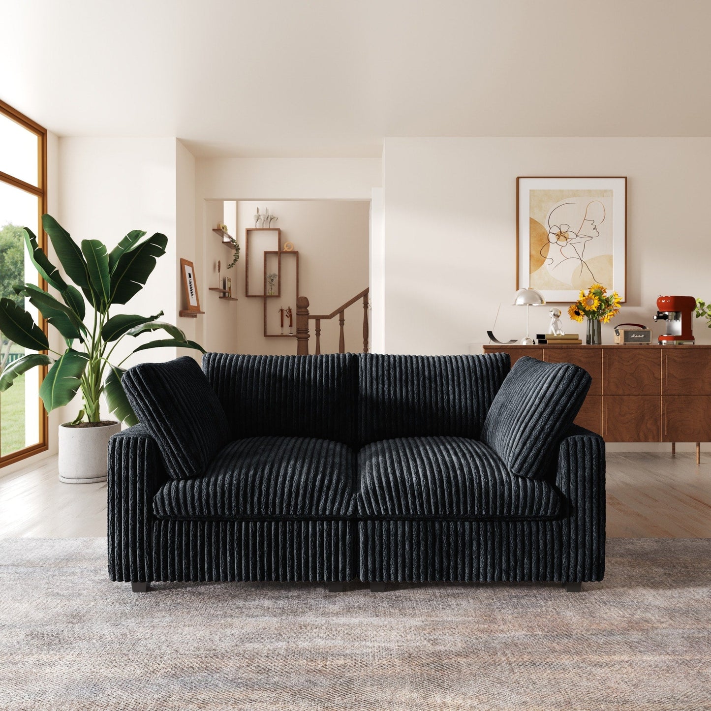 Divano a due posti in tessuto di peluche da 78''