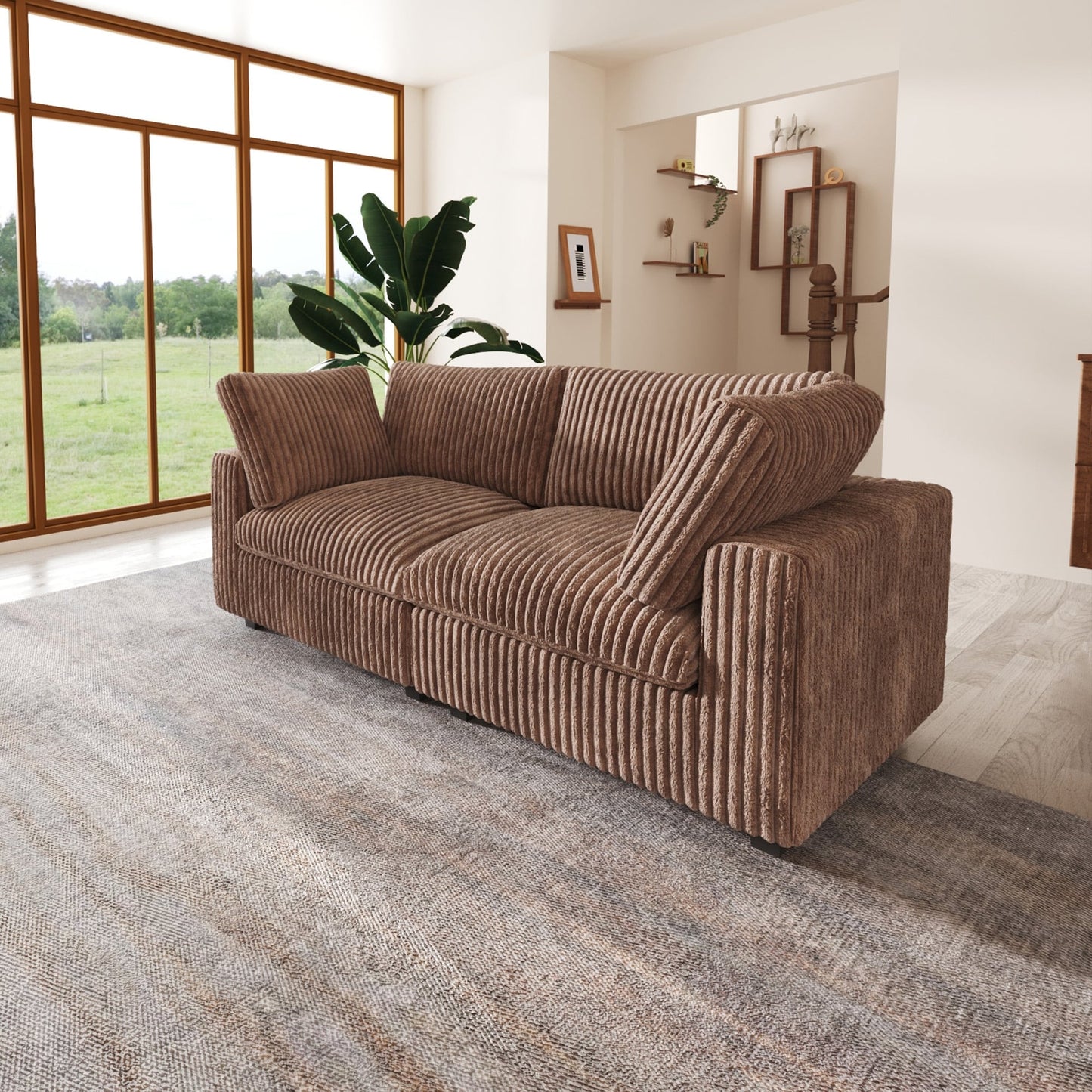 Divano a due posti in tessuto di peluche da 78''